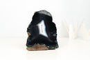 Rare Natural Black Lace Agate Geode with White Agate Center – Undyed Brazilian Collector Specimen (7.5 In - 6.6 Lb)