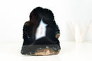 Rare Undyed Black Lace Agate Geode with White Agate Center – Natural Brazilian Collector Specimen (7.5 in | 6.6 lb)