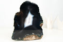Rare Undyed Black Lace Agate Geode with White Agate Center – Natural Brazilian Collector Specimen (7.5 in | 6.6 lb)