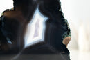 Rare Undyed Black Lace Agate Geode with White Agate Center – Natural Brazilian Collector Specimen (7.5 in | 6.6 lb)