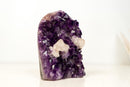 Natural Grape Purple Amethyst Crystal Cluster with Calcite, Uruguayan Calcite, Cut Base Specimen - 2.4 Kg - 5.4 lb