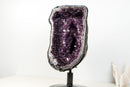 Rare Brazilian Amethyst Geode with Crown Formation – Gemmy Violet AAA Crystal on 360 Custom Stand (Large Size: 20.1 In - 60.2 Lb)