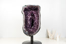 Rare Brazilian Amethyst Geode with Crown Formation – Gemmy Violet AAA Crystal on 360 Custom Stand (Large Size: 20.1 In - 60.2 Lb)