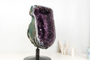 Rare Brazilian Amethyst Geode with Crown Formation – Gemmy Violet AAA Crystal on 360 Custom Stand (Large Size: 20.1 In - 60.2 Lb)