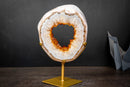 Golden Citrine Portal Crystal with White Agate Frame – Sculptural Geode on Custom Stand (6 lb)