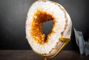 Golden Citrine Portal Crystal with White Agate Frame – Sculptural Geode on Custom Stand (6 lb)