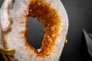 Golden Citrine Portal Crystal with White Agate Frame – Sculptural Geode on Custom Stand (6 lb)