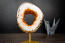 Golden Citrine Portal Crystal with White Agate Frame – Sculptural Geode on Custom Stand (6 lb)