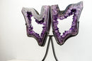 Spectacular AAA-Grade Brazilian Amethyst Geode Butterfly Wings Pair on Stand – Grape Jelly Collector Specimen (Large: 21 In - 40.2 Lb)
