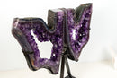 Spectacular AAA-Grade Brazilian Amethyst Geode Butterfly Wings Pair on Stand – Grape Jelly Collector Specimen (Large: 21 In - 40.2 Lb)