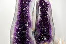 Pair of Large AAA-Grade Amethyst Cathedral Geodes – Royal Purple Gemmy Crystals & Polished Agate Backs (113 Lb / 52 Kg)