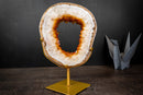 Golden Citrine Portal Geode with White Agate Frame – Natural Crystal Sculpture on Custom Stand (6.3 lb)