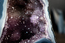 Rare Blue Lace Agate Geode with White Bands, Stalactite Flower & Galaxy Amethyst Druzy – Gallery-Quality Collector’s Piece (9 in | 8 lb)