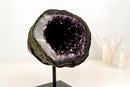 Deep Purple Amethyst Geode with Polished Agate Border & Natural Goethite Inclusions – High-Grade Brazilian Crystal (14 lb)