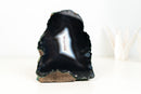 Rare Natural Black Lace Agate Geode with White Agate Center – Undyed Brazilian Collector Specimen (7.5 In - 6.6 Lb)