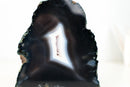 Rare Natural Black Lace Agate Geode with White Agate Center – Undyed Brazilian Collector Specimen (7.5 In - 6.6 Lb)