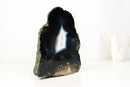 Rare Undyed Black Lace Agate Geode with White Agate Center – Natural Brazilian Collector Specimen (7.5 in | 6.6 lb)