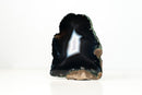 Rare Undyed Black Lace Agate Geode with White Agate Center – Natural Brazilian Collector Specimen (7.5 in | 6.6 lb)