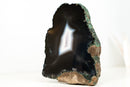 Rare Undyed Black Lace Agate Geode with White Agate Center – Natural Brazilian Collector Specimen (7.5 in | 6.6 lb)