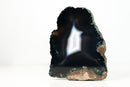 Rare Undyed Black Lace Agate Geode with White Agate Center – Natural Brazilian Collector Specimen (7.5 in | 6.6 lb)
