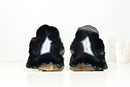Rare Pair of Natural Black Lace Agate Geodes with White Agate Centers – Undyed Brazilian Collector Specimens (5180g - 11.4 lb)