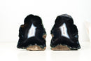 Rare Pair of Natural Black Lace Agate Geodes with White Agate Centers – Undyed Brazilian Collector Specimens (5180g - 11.4 lb)