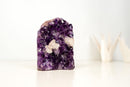Natural Grape Purple Amethyst Crystal Cluster with Calcite, Uruguayan Calcite, Cut Base Specimen - 2.4 Kg - 5.4 lb