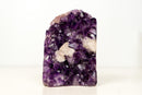 Natural Grape Purple Amethyst Crystal Cluster with Calcite, Uruguayan Calcite, Cut Base Specimen - 2.4 Kg - 5.4 lb