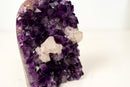 Natural Grape Purple Amethyst Crystal Cluster with Calcite, Uruguayan Calcite, Cut Base Specimen - 2.4 Kg - 5.4 lb