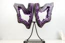 Spectacular AAA-Grade Brazilian Amethyst Geode Butterfly Wings Pair on Stand – Grape Jelly Collector Specimen (Large: 21 In - 40.2 Lb)