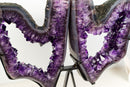 Spectacular AAA-Grade Brazilian Amethyst Geode Butterfly Wings Pair on Stand – Grape Jelly Collector Specimen (Large: 21 In - 40.2 Lb)