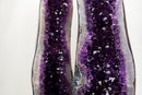 Pair of Large AAA-Grade Amethyst Cathedral Geodes – Royal Purple Gemmy Crystals & Polished Agate Backs (113 Lb / 52 Kg)