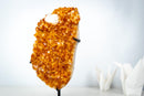 Natural High-Grade Citrine Cluster with Calcite – Gemmy Golden Orange Crystal Points on Stand (13 In / 7.4 Lb) - E2D Crystals & Minerals