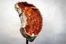 Statement Large Sculptural Crescent Moon Madeira Citrine Geode with AAA-Grade Orange Druzy & White Quartz Border (67 In. 196 Lb) - E2D Crystals & Minerals