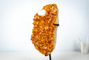 Natural High-Grade Citrine Cluster with Calcite – Gemmy Golden Orange Crystal Points on Stand (13 In / 7.4 Lb) - E2D Crystals & Minerals