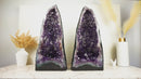 Pair of Bookmatching Deep Purple Amethyst Geodes with Rare Amethyst Druzy Formation