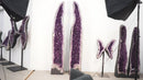 Pair of 8 Ft Tall Giant High-Grade Amethyst Cathedral Geodes with Deep Purple Points