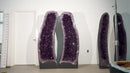 6.3 Ft Tall Pair of Giant Amethyst Geodes with High-Grade Dark Purple Druzy