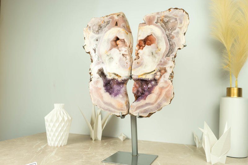 Gallery Grade Pink Amethyst Geode with Rare Red and Purple Amethyst Druzy