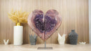 Large Pink Amethyst Heart with Pink and Deep Purple Amethyst Druzy