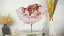 Pink Amethyst with Red Sparkly Druzy Geode on Stand, Natural, AAA - 4.1 Kg - 8.9 lb