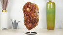 Deep Golden Orange Citrine Geode Cluster with Calcite covered by Galaxy Micro Crystals