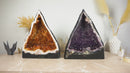 Pair of Book-Matching Amethyst and Citrine Cathedral Geodes with Shiny Druzy and Flower Rosettes - 39.1 Kg - 86.2 lb