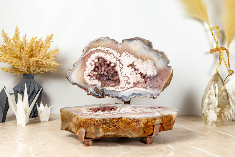 Pink Amethyst Geode with AAA Sparkly Rose and Red Amethyst Druzy - E2D Crystals & Minerals