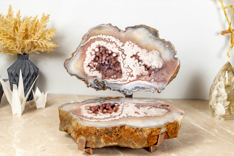 Pink Amethyst Geode with AAA Sparkly Rose and Red Amethyst Druzy - E2D Crystals & Minerals