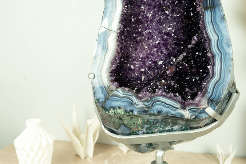 Rare World-Class Amethyst Geode with White and Blue Lace Agate