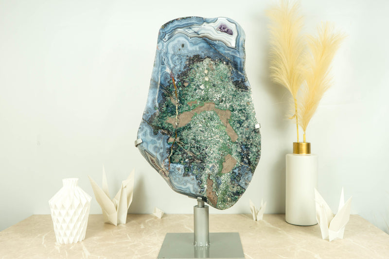 Rare World-Class Amethyst Geode with White and Blue Lace Agate