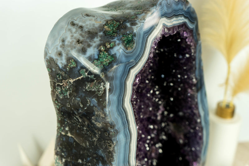 Rare World-Class Amethyst Geode with White and Blue Lace Agate