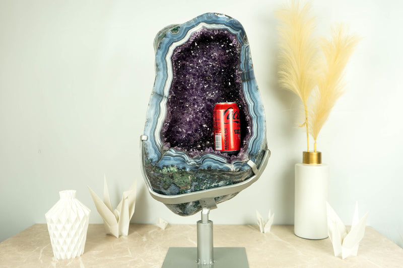 Rare World-Class Amethyst Geode with White and Blue Lace Agate