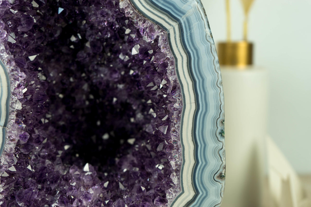 World-Class Amethyst Geode with White and Blue Lace Agate | E2D Geodes